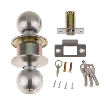

Bedroom Bathroom Cylinder Door Lock Deadbolt Ball Lock Door Knob Doorlock Handle Safe Entry with 3 Keys