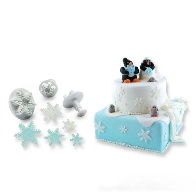 

3 Pcs / Set Snowflake Cake Shape Tool Fondant Flake Of Cake Decoration Piston Sugar Craft Cutter Template Tools Christmas