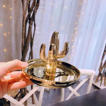 

Nordic Cactus Shaped Jewelry Display Storage Trays Stand Dish Holder Cactus Trinket Plant Dish Ring Storage Cactus Decoration