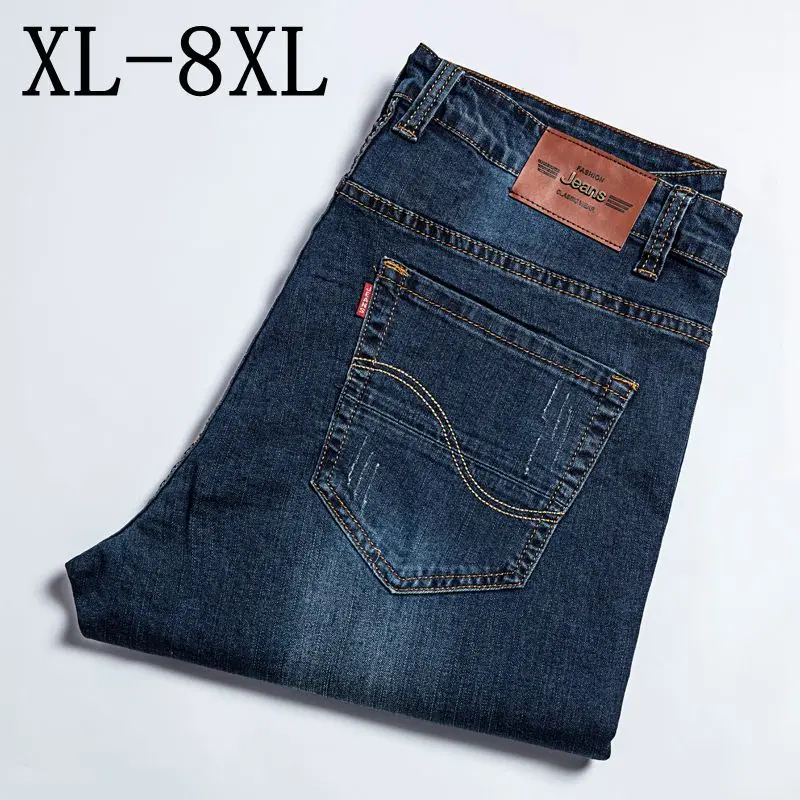 2018 New Brand Jeans Retro Straight Denim Jeans Men Casual Men Long Pants Trousers Business Biker Jean Plus Size 6XL 7XL 8XL