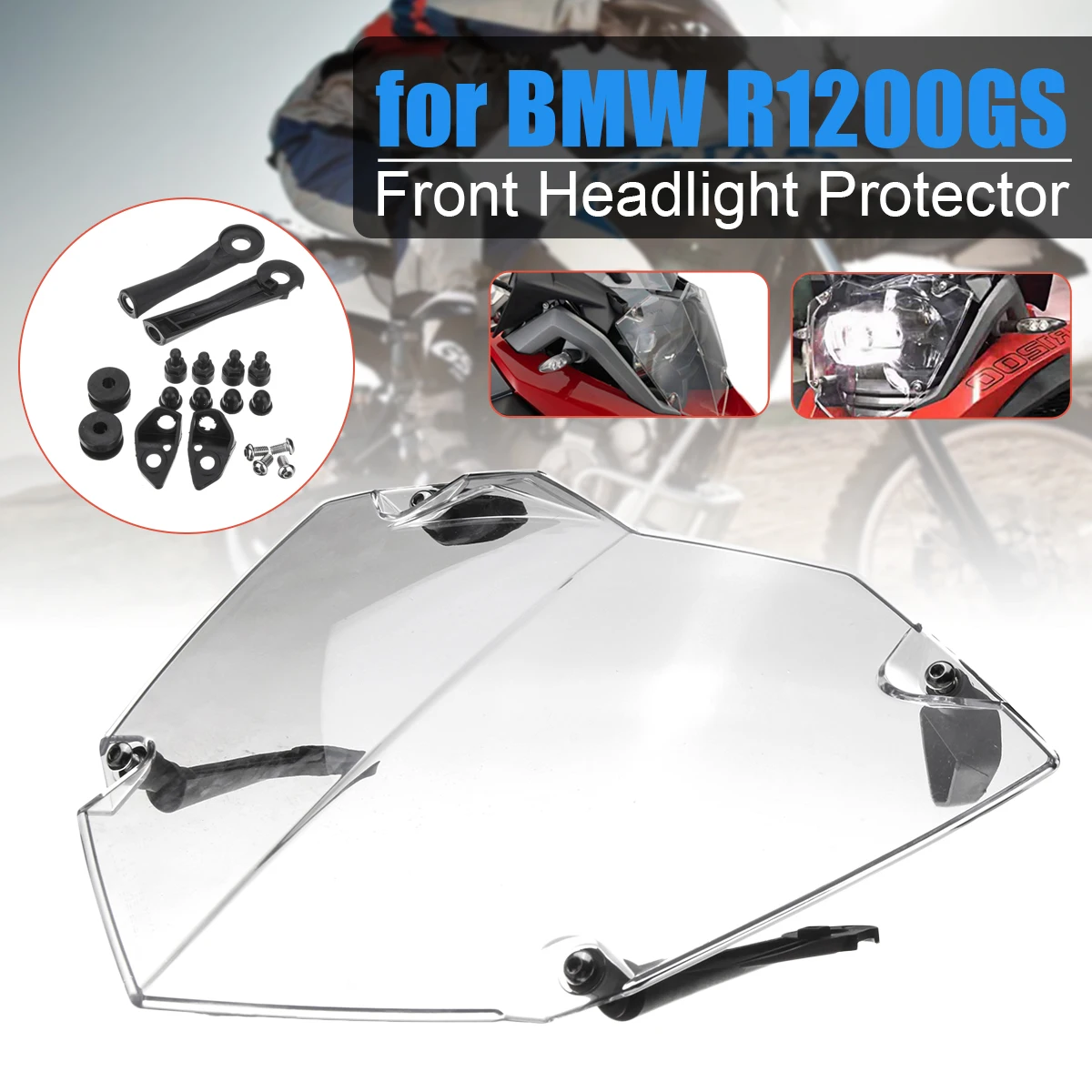

Autoleader Motorcycle Front Headlight Guard Cover Lens Protector for BMW R1200GS ADV WC 2013-2017 Clear ABS Plastic