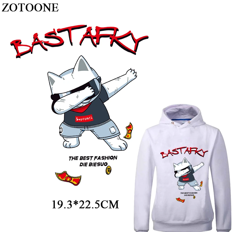 

ZOTOONE Hip Hop Dog Iron On Cartoon Patches Diy Child T-shirt Dresses Sweater Thermal Transfer Patch For Clothing Heat Press E