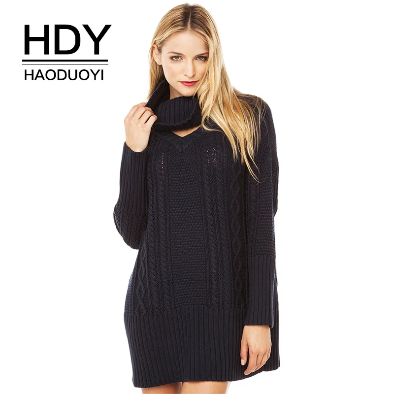 HDY Haoduoyi черный свитер водолазка теплые трикотажные топы Однотонная повседневная