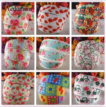 

18092717, 7/8" 22mm 10 yards flowers printed grosgrain ribbons DIY hair bows handmade materials