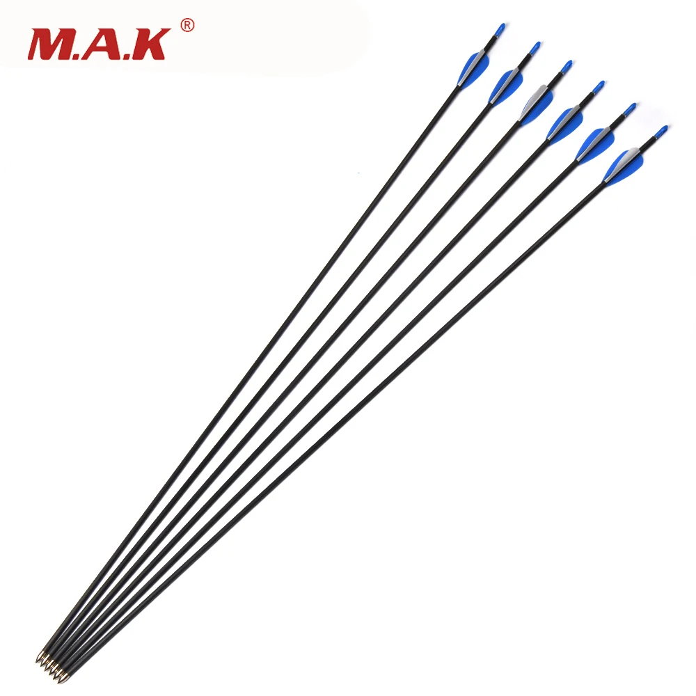 

6/12/24 pcs 30 Inches Carbon Arrow Spine 700 Diameter 5.6mm with Plastic Arrow Feather for Compound Bow Archery Hunting