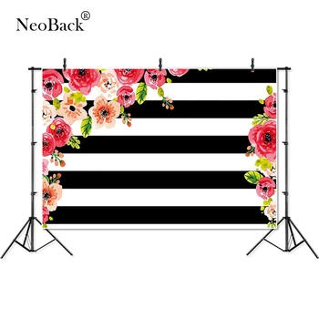 

Thin Vinyl black stripe flowers barthday kids children baby Photography studio Backgrounds professional indoor Photo Backdrops