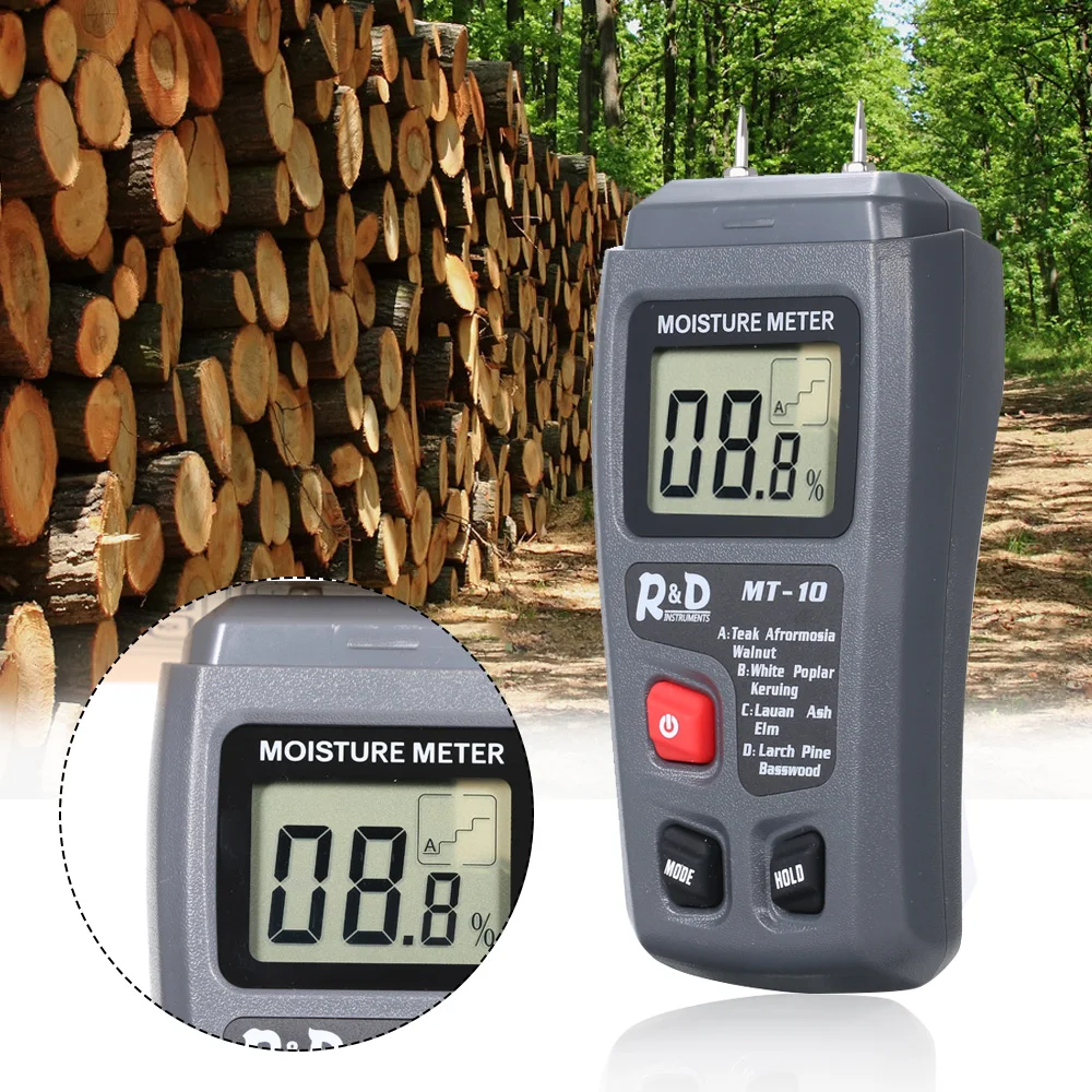 Beste MT 10 Twee Pins Digital Hout Vochtmeter Draagbare Mini Vochtigheid Tester Met Grote LCD Display Hoge Nauwkeurigheid Hout Hygrometer