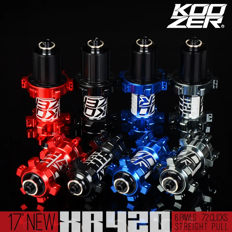 

KOOZER XR420 front rear hub 24 holes bicycle hubs quick release 4 bearings 6 pawls 72 clicks straight pull MTB mountain bike