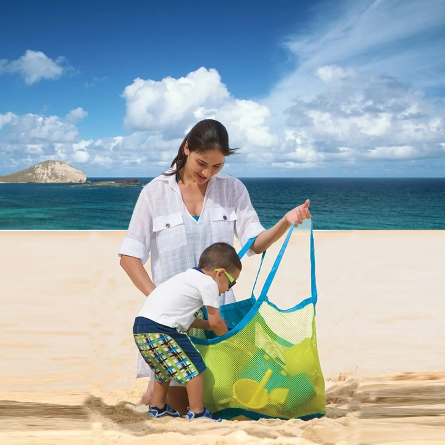 

1 Piece Kids Baby Sand Away Carry Beach Toys Pouch Tote Mesh Large Children Storage Toy Collection Sand Away Beach Mesh Tool