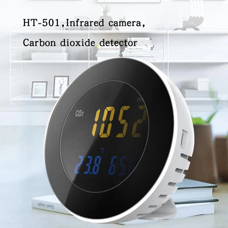 

HT-501 Carbon Dioxide Detector Temperature Humidity Meter with Large Color LCD Screen Built-in Rechargeable Battery