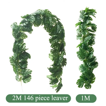 

2M Artificial Plant Green Leaves Ivy Vine Rattan Tropical Palm Leaves Wreath Wall Decor Simulation Turtle Leaf Hanging Garland