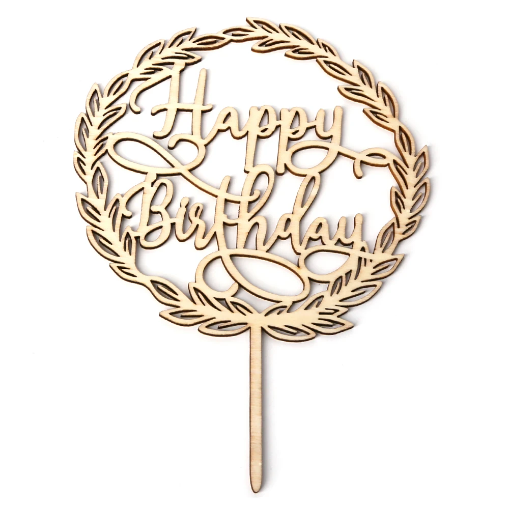 

Wooden Cake Topper One Small Cake Stand Decorations for Wedding Happy Bithday Cake Topper Reception Party Celebration Supplies