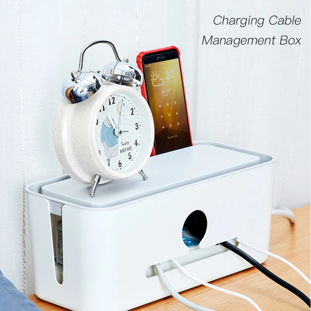 

Charging Cable Management Box Case Power Cord Cover Organizer with Phone Stand Data ABS plastic Cable Management Box for Home