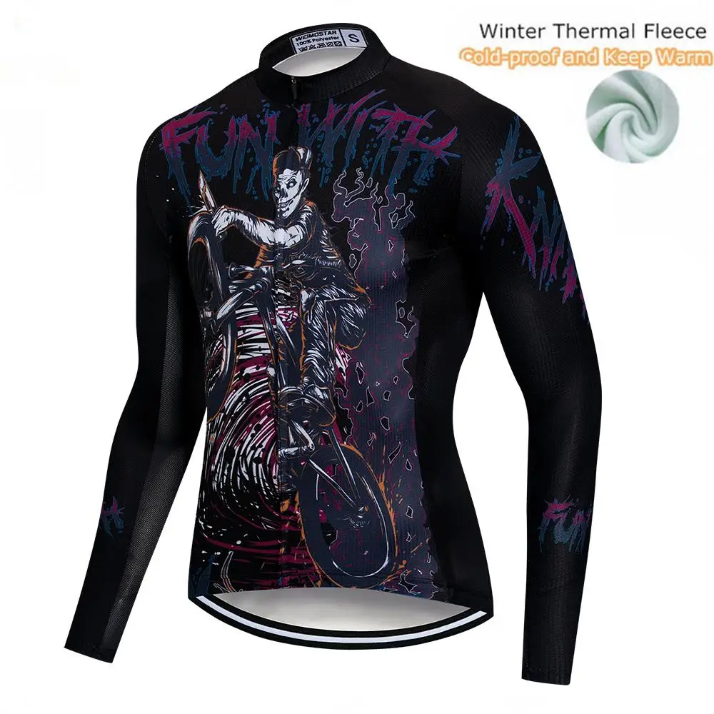 Winter Cycling Jerseys Long Sleeve Men Reflective Team Thermal Fleece