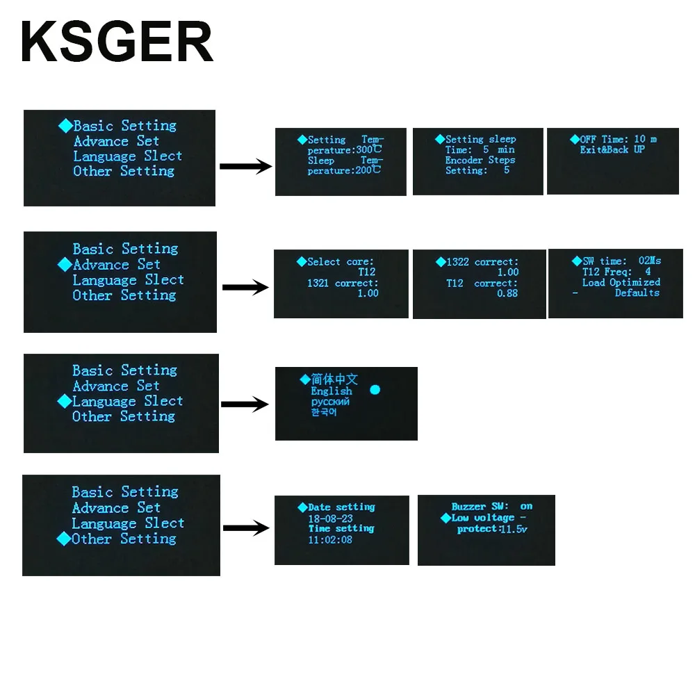 KSGER T12 русская паяльная станция STM32 OLED паяльник наконечники FX9501 ручка сварочные