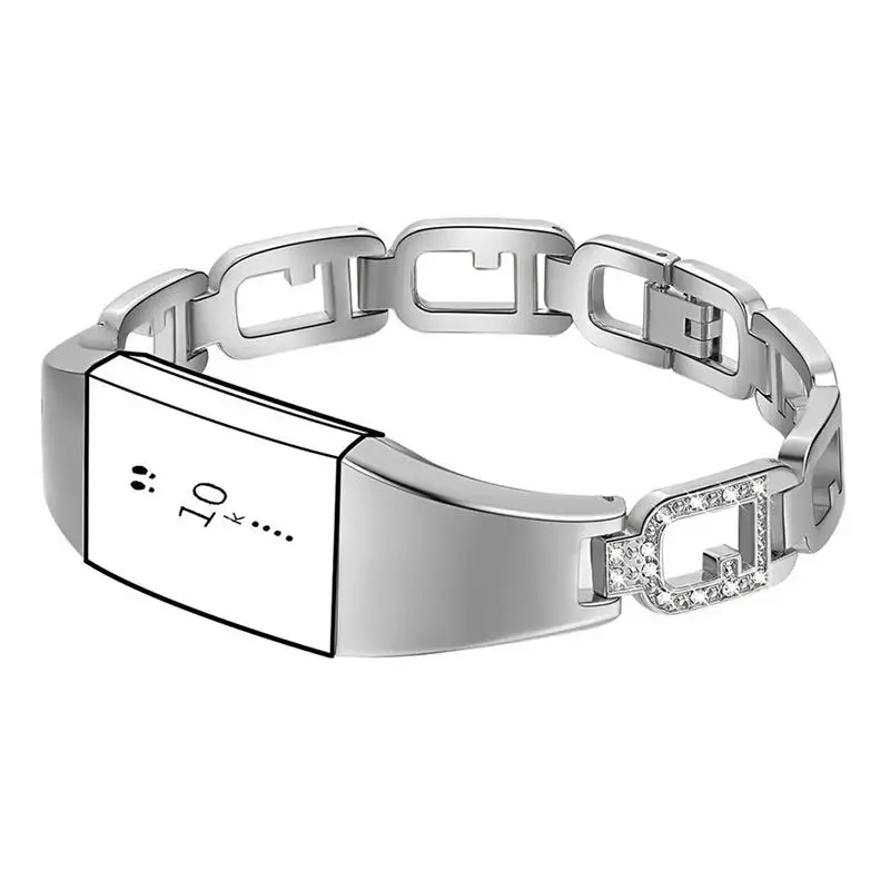 

Zinc Alloy Watchband Smart Watch Bracelet Durable Scratch Resistant Adjustable Wristband Bracelet With Diamond Large Ring Strap