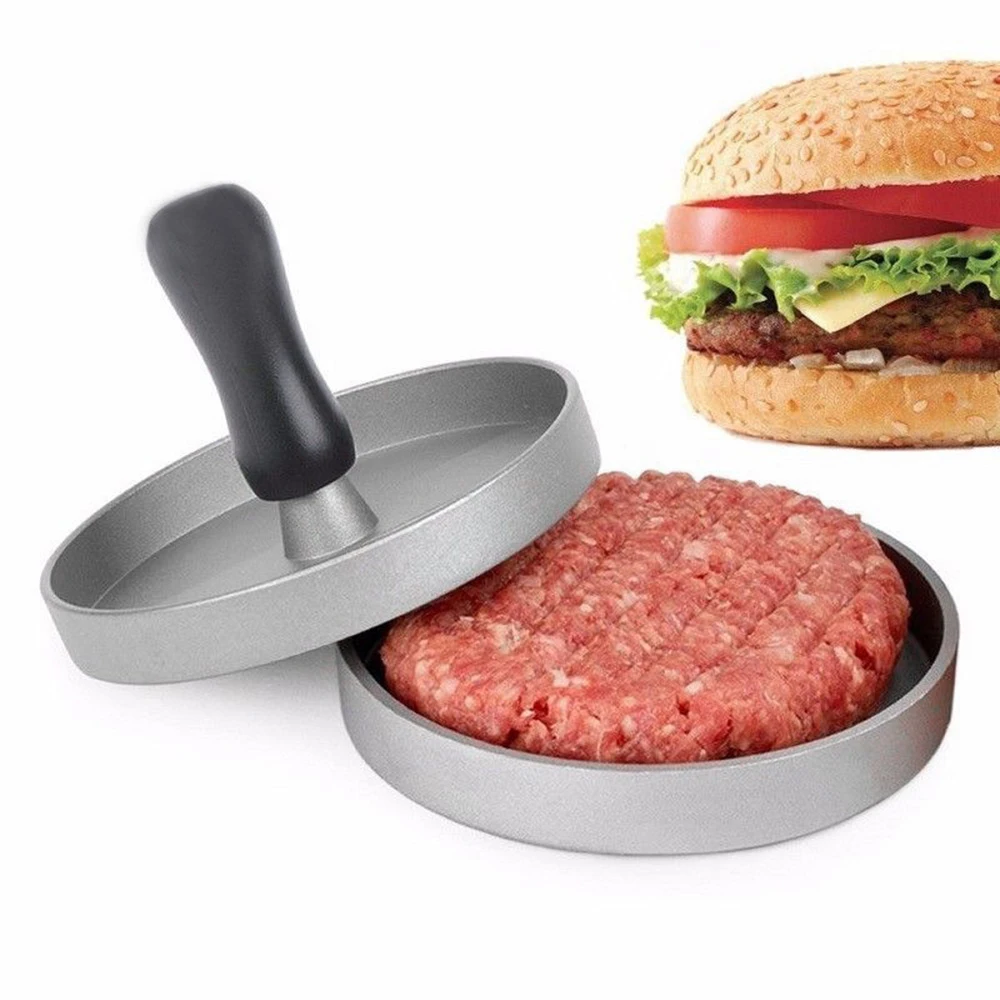 

1 Set 12cm Round Shape Hamburger Press Aluminum Alloy Hamburger Meat Beef Grill Burger Press Patty Maker Mold kitchen Tools