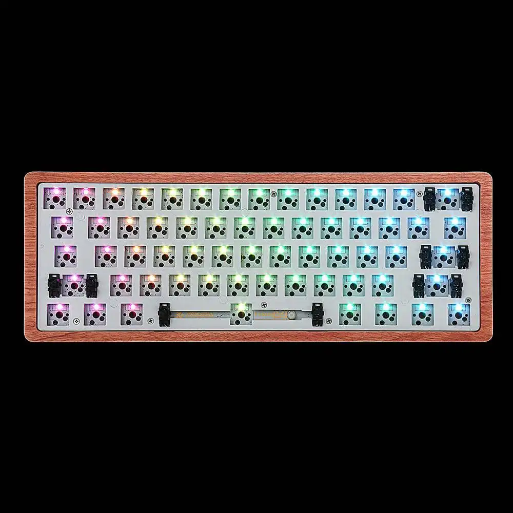 

[Wooden Case Version] Geek Customized GK61 Hot Swappable 60% RGB Keyboard Customized Kit PCB Mounting Plate