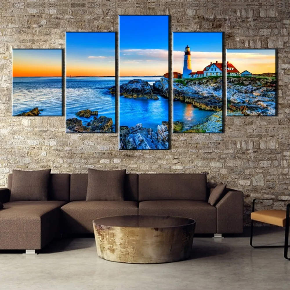 

5 Piece Canvas Art Lighthouse In The Distance Painting Canvas Wall Art Picture Home Decoration Living Room Canvas Painting