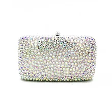 Свадебная вечеринка женские вечерние роскошные аксессуары коробка сумка Высокое качество клатчи элегантные AB Серебряные хрустальные кошельки