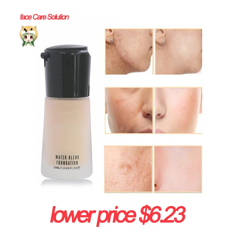 

6 Colors Whitening Moisturizing Concealer Mineral Liquid Foundation Professional Face Base Make Up Long Lasting Brighten