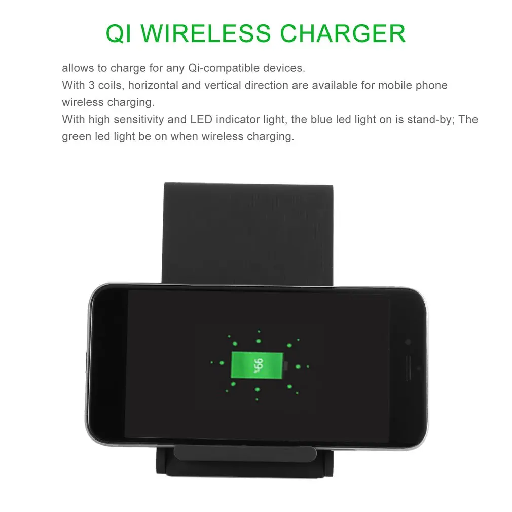 Powstro Wireless Charger Qi T100 3-Coils Wireless Charging Stand For Samsung Galaxy S7 /S8 For Iphone