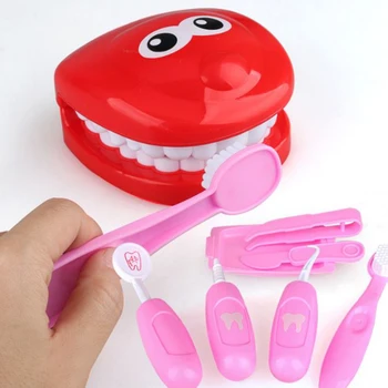 

8 Pcs/set New Pretend Play Toy Dentist Check Teeth Model Set Medical Kit Educational Role Play Simulation Learning Toys for Kids