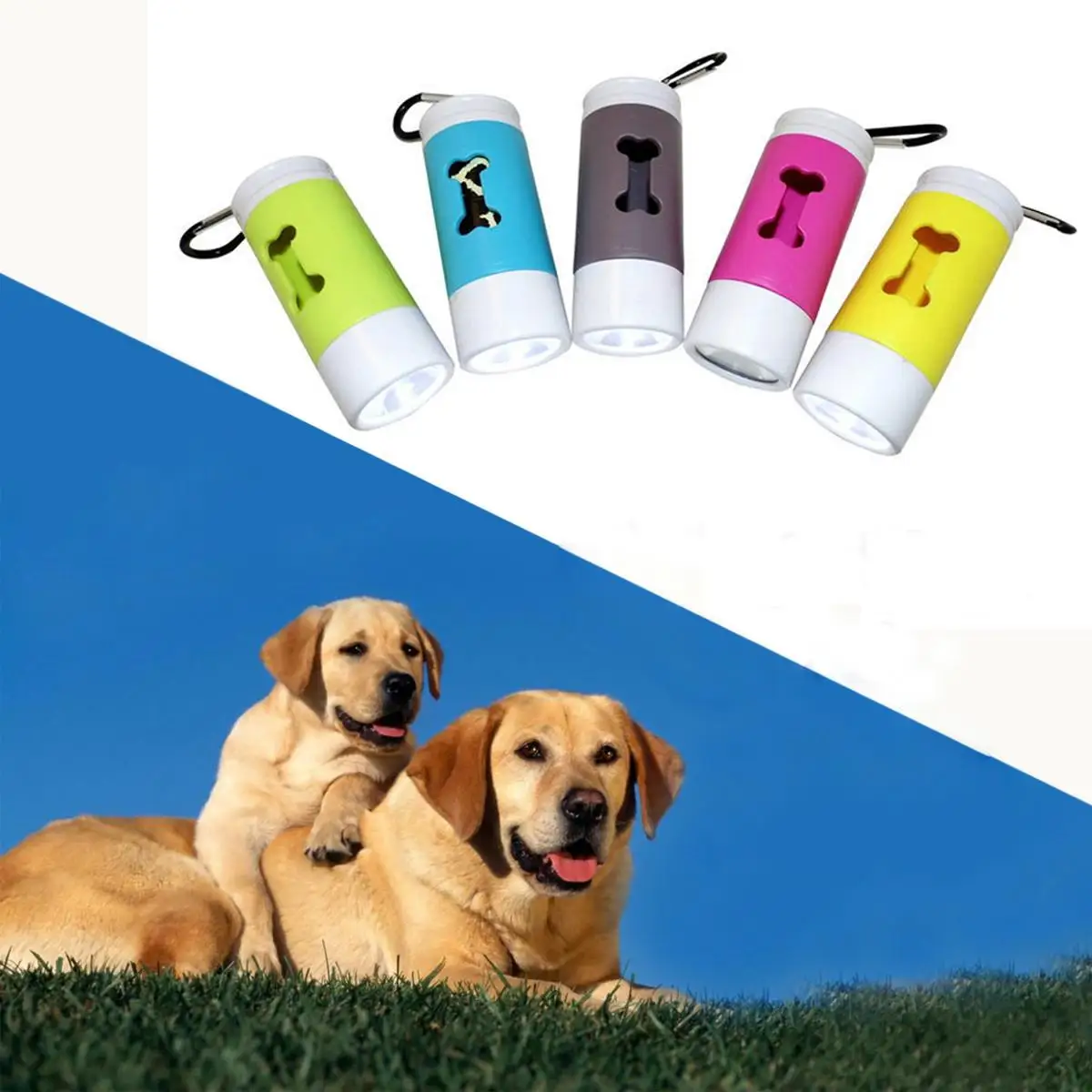 

Plastic LED Flashlight Dispenser for Pet Dog Cat Poop Scoop Litter Bags Roll Refill Dog Waste Garbage Bags Carrier Holder