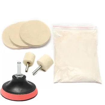 

8OZ Glass Scrach Remover Polishing Kit Cerium Oxide Powder and 3'' Wheel + Felt For Removing Burrs Rust Dust