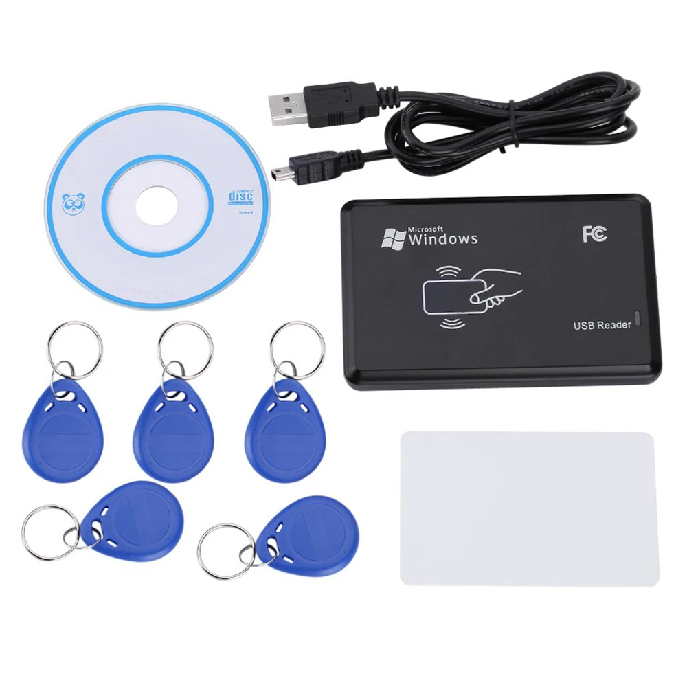 Устройство RFID EM с кабелем USB 125 кГц 5 ключей EM4305 и кардридером T5577|Считыватели