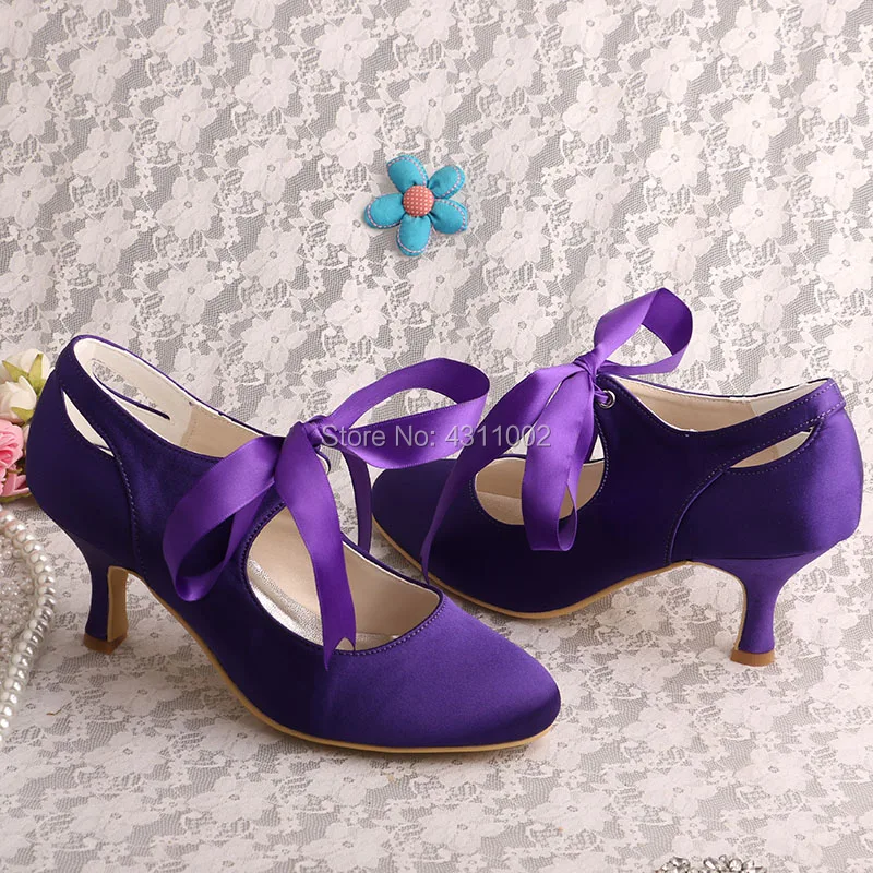 Лидер продаж; женская фиолетовая обувь; вечерние Свадебная лента на среднем каблуке с завязками