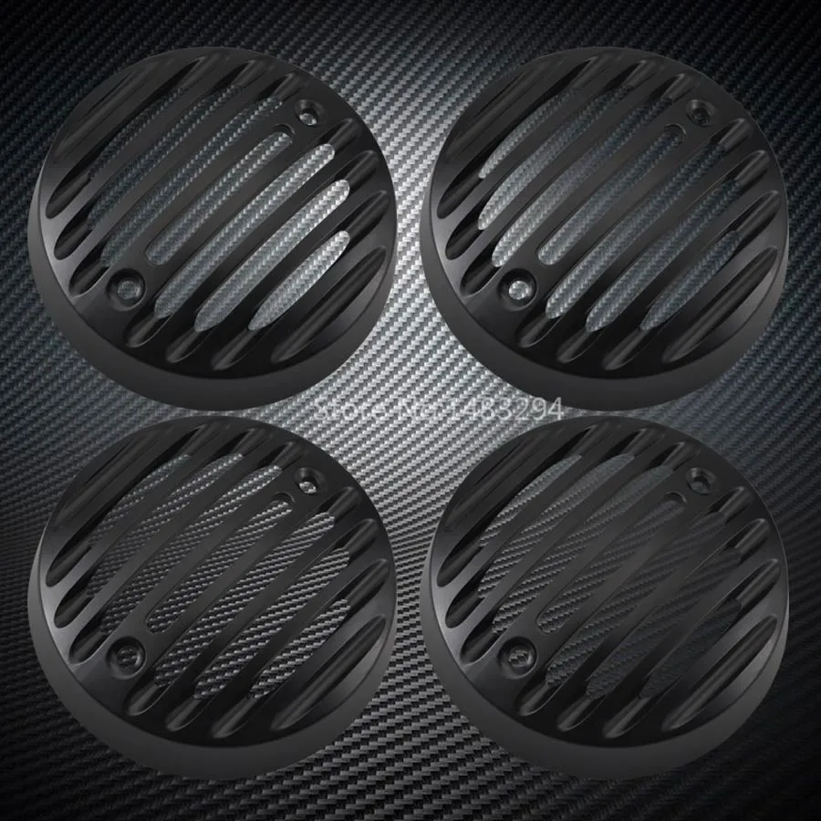 

New 2 x Pair Black Alloy Turn signal Lights Trim Grills Caps Fit For Royal Enfield Classic 500 Serises Models