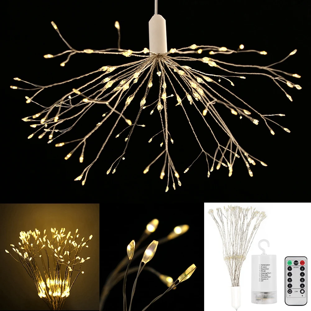 

198LED Fireworks Light Lamp String with Remote Control for Garden Holiday Decoration led string lights