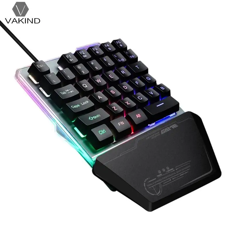 

G40 One Hand Wired 35 Keys Gaming Keypad RGB LED Backlight Mobile Game Keyboard for PUBG