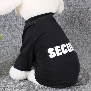 

Security Dog Clothes For Small Dogs Cool Coats Cotton Black Jackets Summer Leisure Dog Clothing Pet T-shirt Teddy Clothes 25D