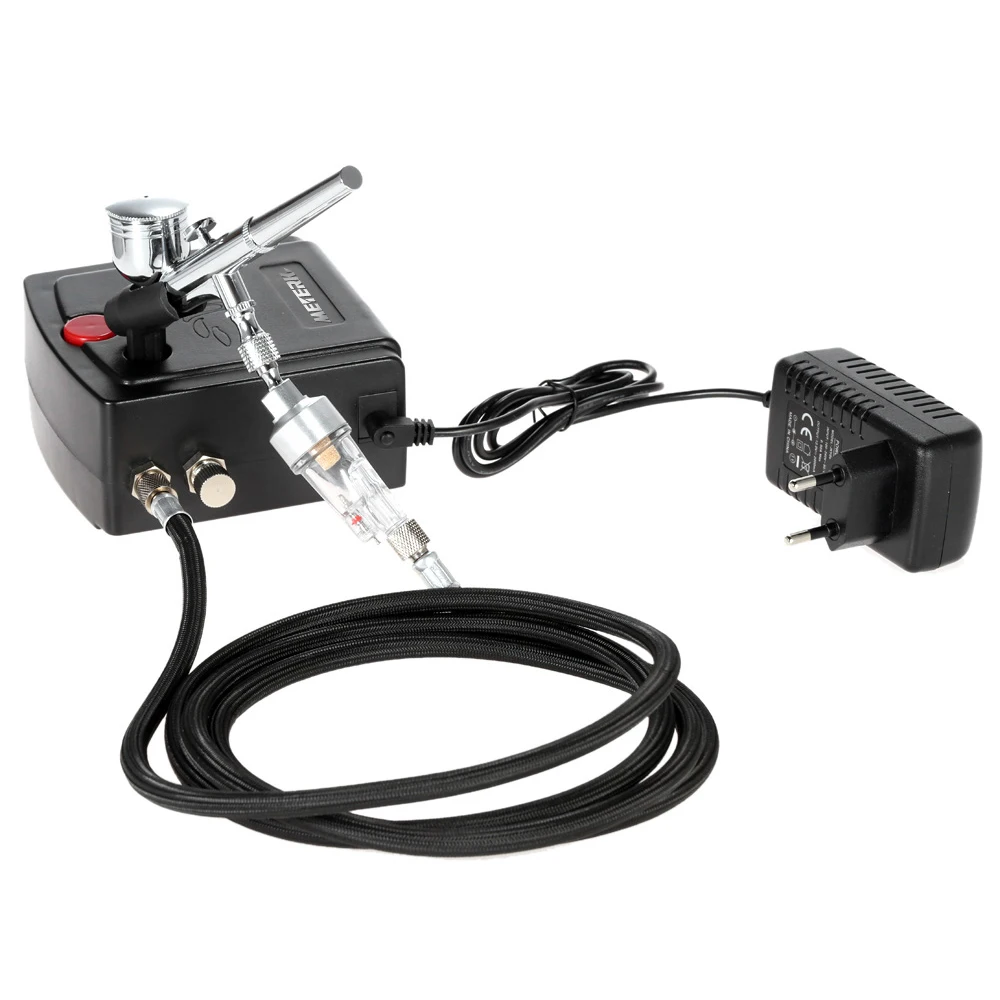 

Meterk100-250V Gravity Doublr Action Airbrush Air Compressor Kit for Art Painting Tattoo Manicure Craft Cake Spray Model