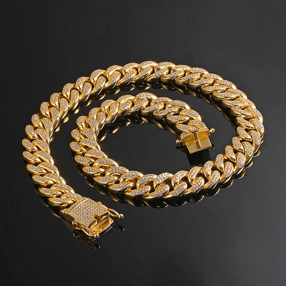 

Mhigh Quality Men Women Hip Hop MIAMI CUBAN LINK Coolest Chain Necklace Copper Casting Micro Cubic Zirconia Clasp New 2019