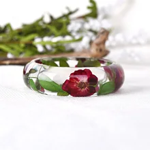 Красная романтическая роза камень внутри прозрачный пластик Браслет натуральные сухоцветы браслет модная женская бижутерия женские подарки