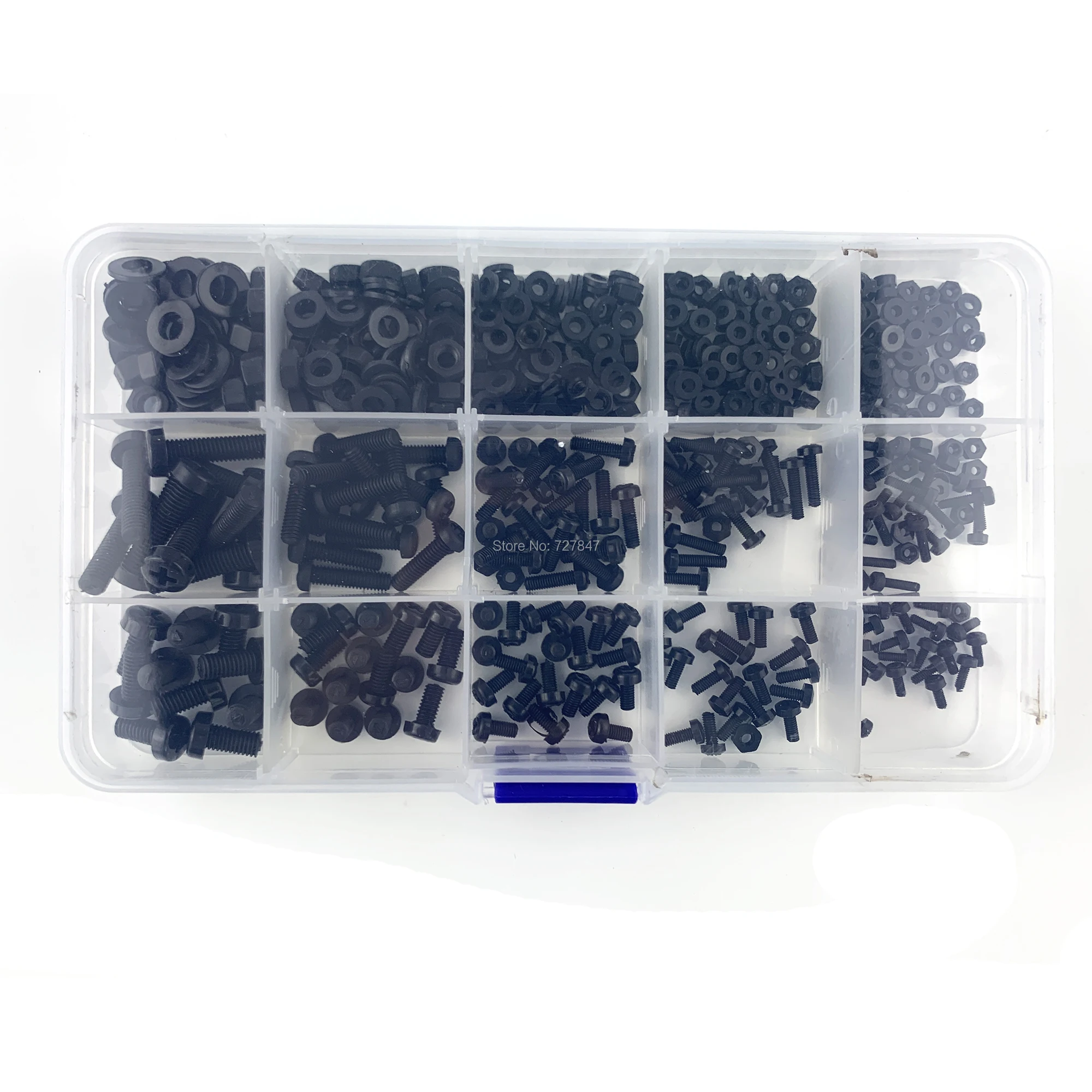 

510PCS Metric M2 M2.5 M3 M4 M5 Black Nylon Phillips Pan Head Screws Hex Nut Flat Washer Kit for FPV Drone Motor Quadcopter