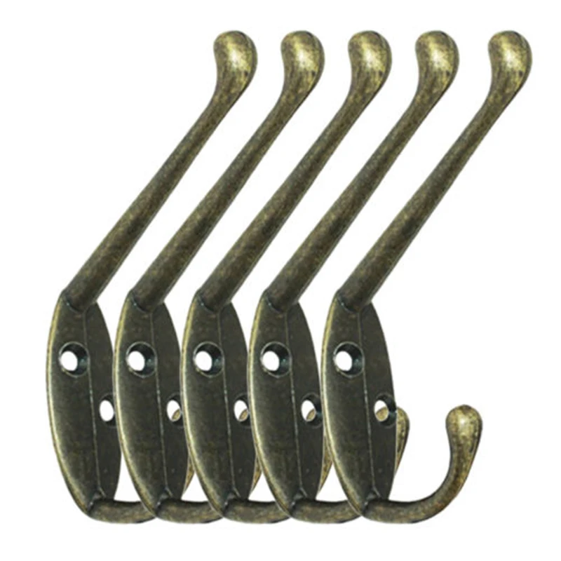 

5pcs Retro Vintage Style Double Coat Hook/Hat/Door/Hanger/Metal/Hang/Hooks/Hall