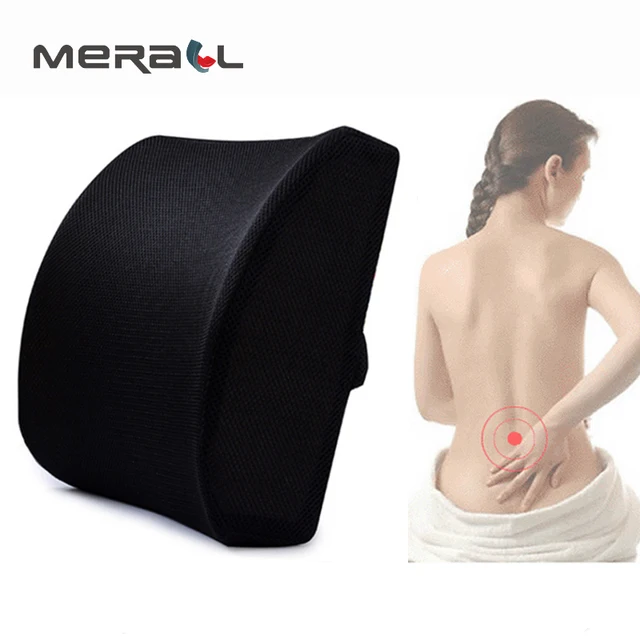 Cheap Back Lumbar Brace Support Soft Memory Foam Cushion Pillow Women Men Car Office Pain Reliever Black Orthopedic Care Therapy Tool