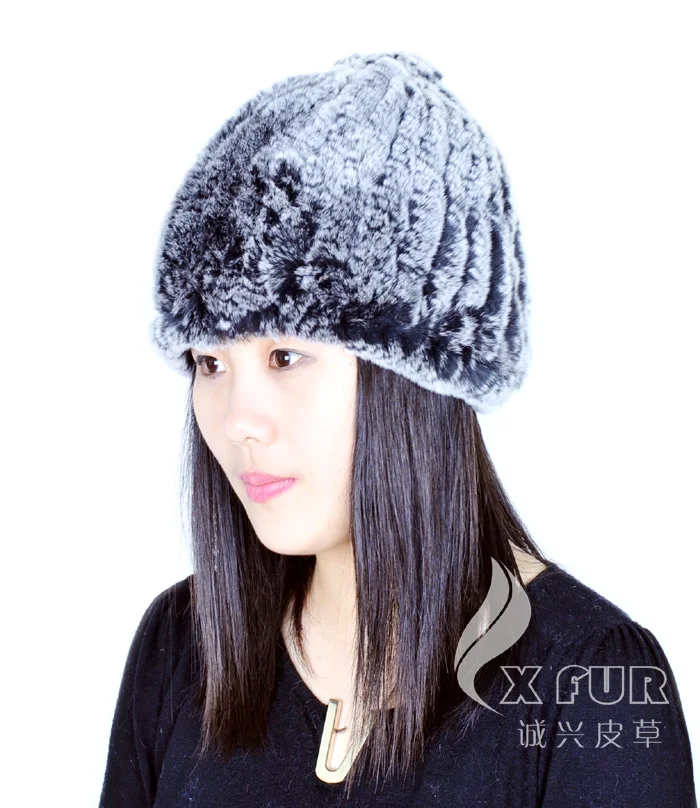 CX-C-51B модные зимние вязаные шапки с мехом животных для девочек