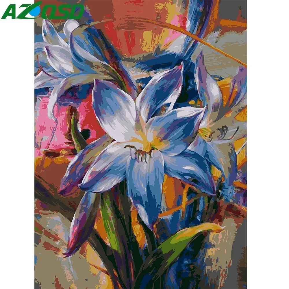

AZQSD Oil Painting By Numbers Paint Lily Flower DIY Canvas Picture Hand Painted Oil Painting Home Decoration K432