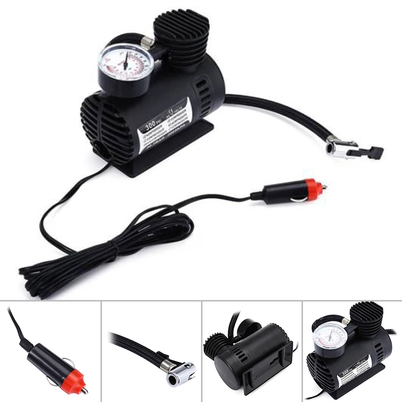 

Black 70L/min Inflatable Pumps Portable Mini Electric Inflatable Pump Auto Car Tire Inflator Air Compressor 1pc