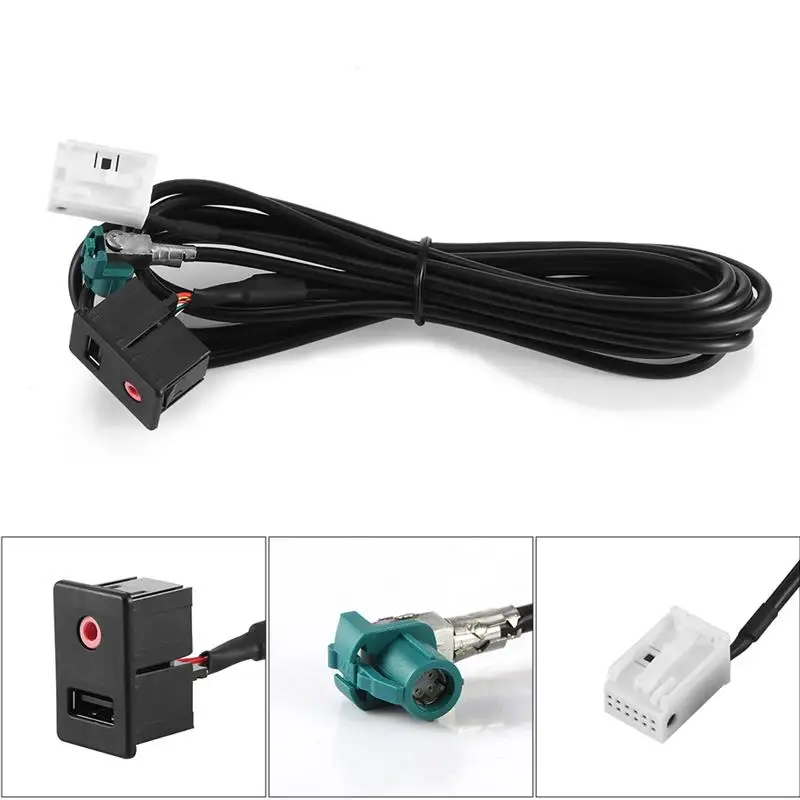 AOZBZ 2 шт. черный Удлинительный аудиокабель USB AUX адаптер для VW T0URAN MAGOTAN новый POLO