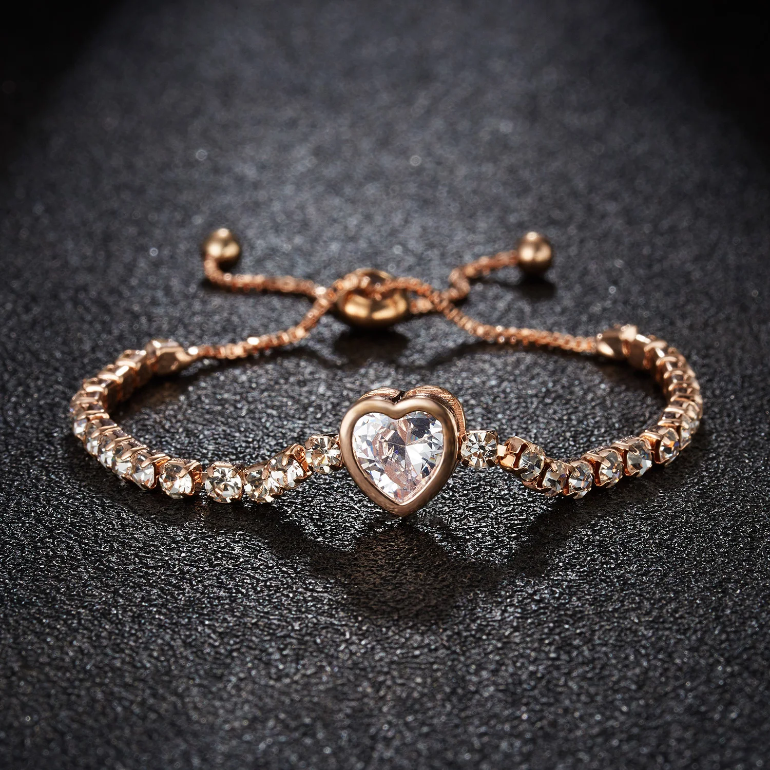 

RINHOO New Round Tennis Bracelet For Women Rose Gold Silver Color Cubic Zirconia Charm Bracelets & Bangles Femme Wedding Jewelry