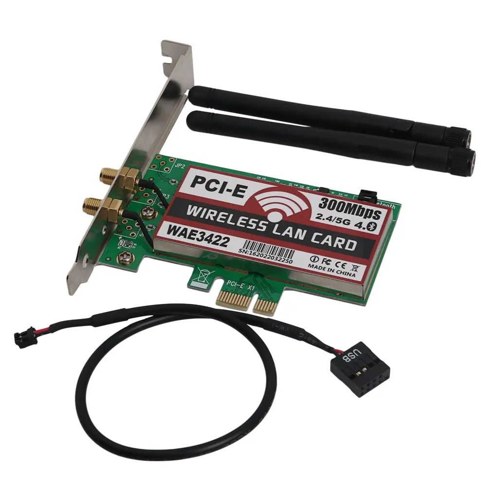 

Network Card, Bluetooth 4.0 Dual-Band 2G/5G 300Mbps Pci-E Pci Express Wae3422 Network Card Wlan Wifi Adapter
