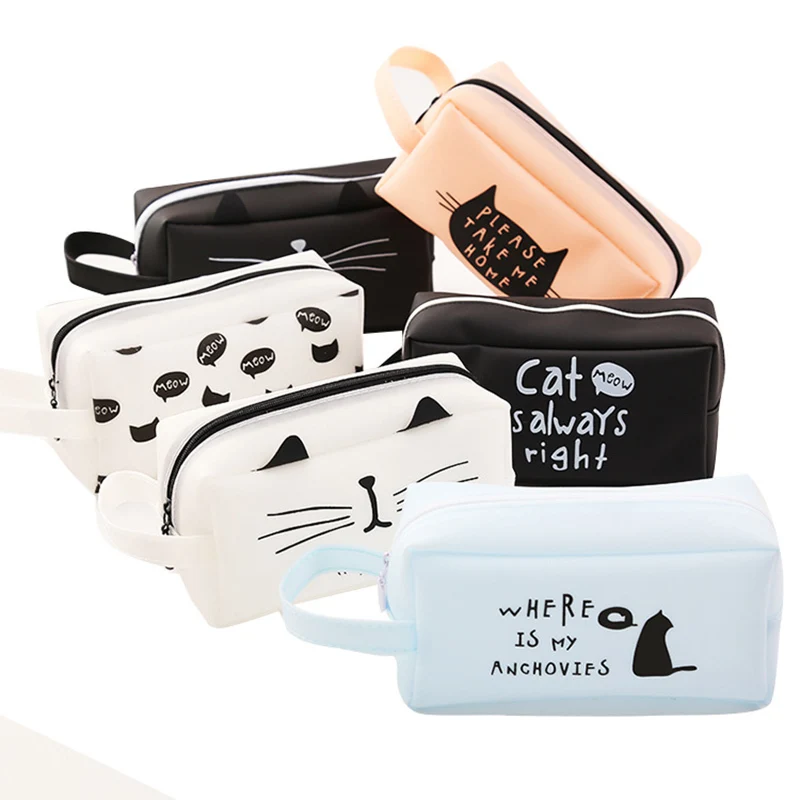 Милый Kawaii Cat школьный пенал большой желе гель Pencilcase для девочек и мальчиков