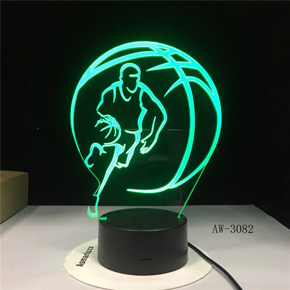3D Баскетбол Спорт украшение дома LED illusion Touch 7 цветов меняющая лампа для спальни