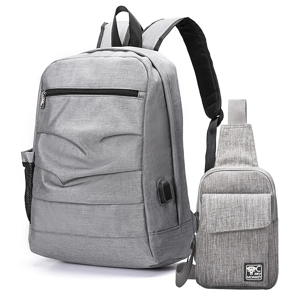 

2Pcs USB Charging Bagpack Shoulder Bags Sets Women Men School Backpack Teenager Boys Girls School Travel Mochila Backpack